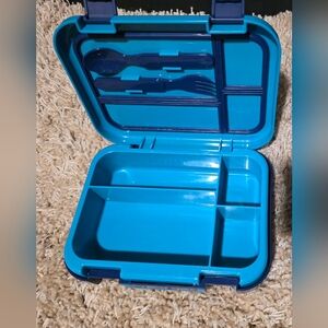 Blue Food Storage Container with Utensils